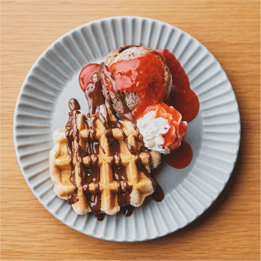 晴レのワッフルのチョコベリープレート