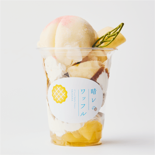 晴レのワッフルのアイスワッフルパフェ白桃大福